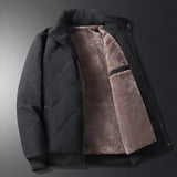 Windproof Men’s Jacket - Quilted Bomber Fleece Lined Hiking Black - Tophatter Daily Deals