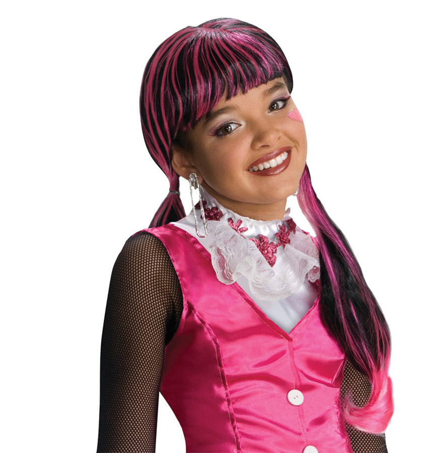 Girl's Pink & Black Draculaura Wig - Monster High Halloween Wigs - Tophatter Daily Deals