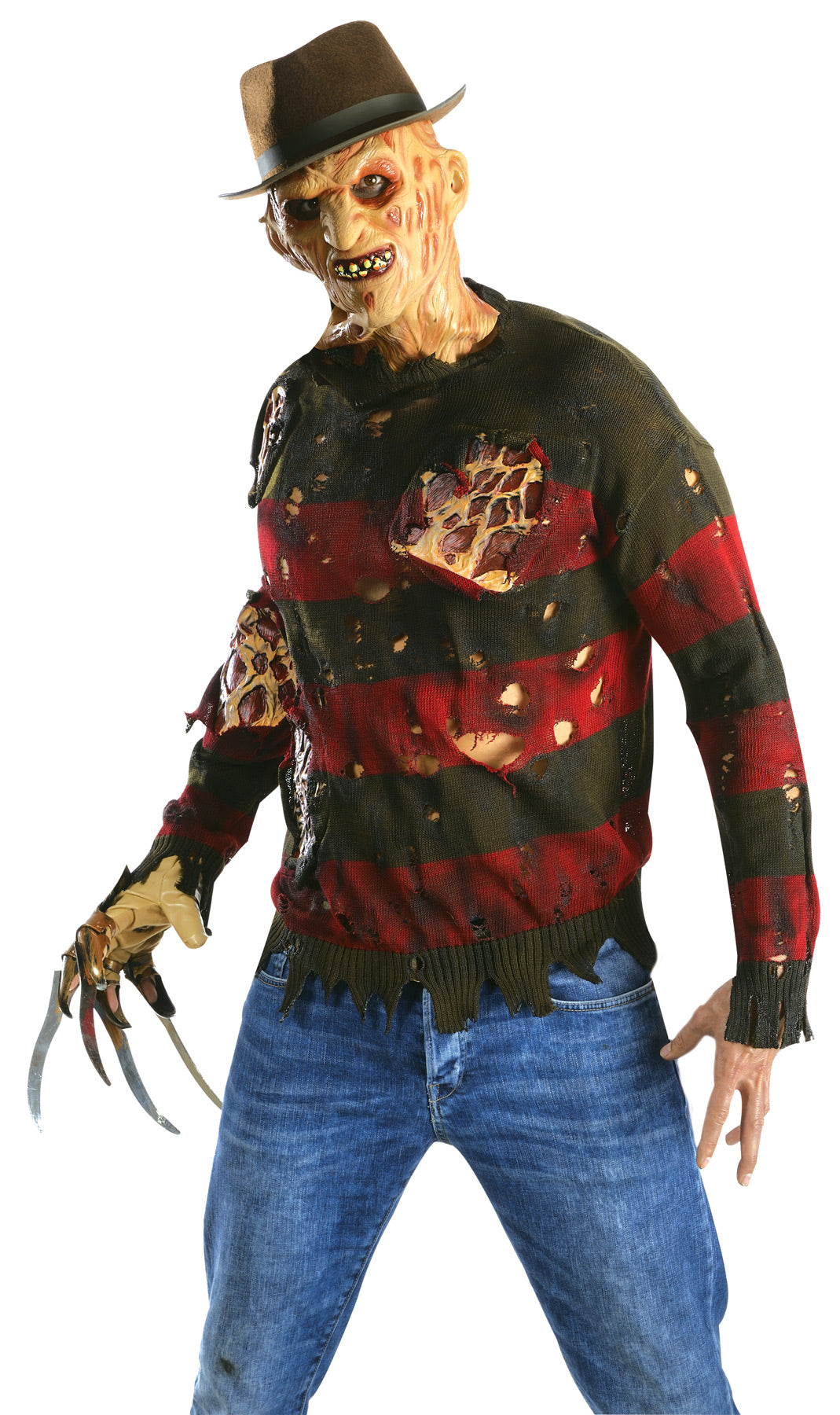 Deluxe Freddy Krueger Sweater with Burned Flesh Horror Movie Costumes - Tophatter Daily Deals
