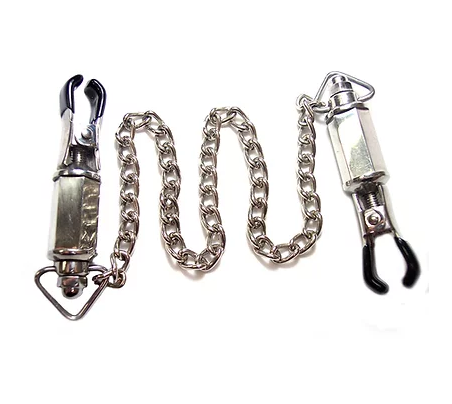 Rouge Stainless Steel Adjustable Nipple Clamps with Chain – Weighted Nipple Clamps > Sex Toys > Nipple Clamps - Tophatter Daily Deals