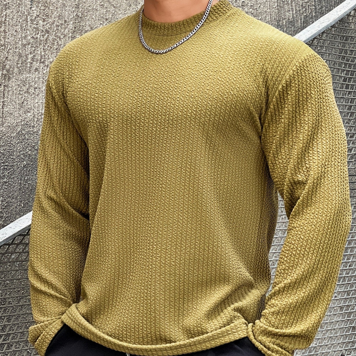Moisture-Wicking Men Fitness Pullover - Body-Hugging Rib Green - Tophatter Daily Deals