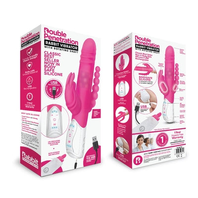 Rabbit Essentials Double Penetration Rabbit Vibrator Hot Pink Silicone Rechargeable > Vibrators > Ladies > Rabbit Multi - Tophatter Daily Deals