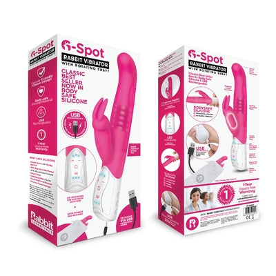 Rabbit Essentials G-Spot Rabbit Vibrator Hot Pink with Rotating Shaft and Charging > Vibrators > Ladies > Rabbit Multi - Tophatter Daily Deals