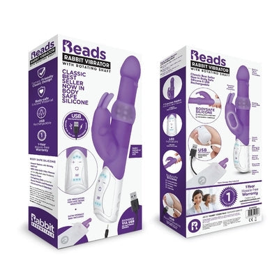 Rabbit Essentials Pleasure Beads Rabbit Vibrator Purple with Rotating Beaded Shaft and Body-Safe Silicone > Vibrators > Ladies > Rabbit Multi - Tophatter Daily Deals