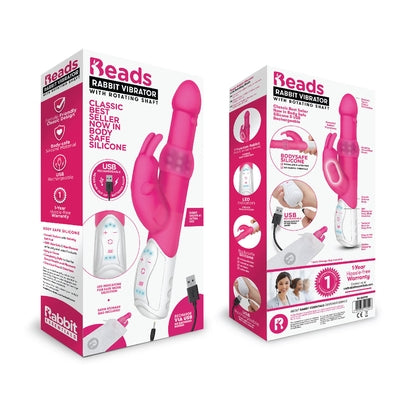 Rabbit Essentials Pleasure Beads Rabbit Vibrator in Hot Pink with Battery and Body-Safe Silicone > Vibrators > Ladies > Rabbit Multi - Tophatter Daily Deals
