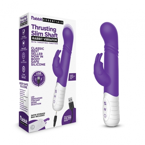 Rabbit Essentials Purple Slim Shaft Thrusting G-Spot Rabbit Vibrator with Body-Safe Silicone > Vibrators > Ladies > Rabbit Multi - Tophatter Daily Deals