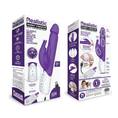 Rabbit Essentials Realistic Rabbit Vibrator Hot Purple with Body-Safe Silicone and Ergonomic Design > Vibrators > Ladies > Rabbit Multi - Tophatter Daily Deals