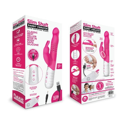 Rabbit Essentials Slim Shaft Rabbit Vibrator – Hot Pink, Body-Safe Silicone, Rechargeable > Vibrators > Ladies > Rabbit Multi - Tophatter Daily Deals