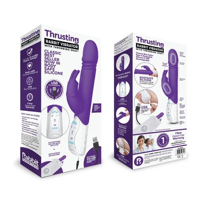 Rabbit Essentials Thrusting Rabbit Vibrator Purple with Enlarged G-Spot Tip and 10 Intense Functions, Body-Safe Silicone, > Vibrators > Ladies > Rabbit Multi - Tophatter Daily Deals
