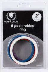 Rainbow 5 Pack Rubber Cock Rings 2 Inch for Extended Pleasure > Cock Ring > Sets - Tophatter Daily Deals