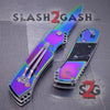 Gentleman's Titanium Rainbow Automatic Knife Serrated - Black Marble Knife-Auto - Tophatter Daily Deals