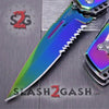 Gentleman's Titanium Rainbow Automatic Knife Serrated - Black Marble Knife-Auto - Tophatter Daily Deals