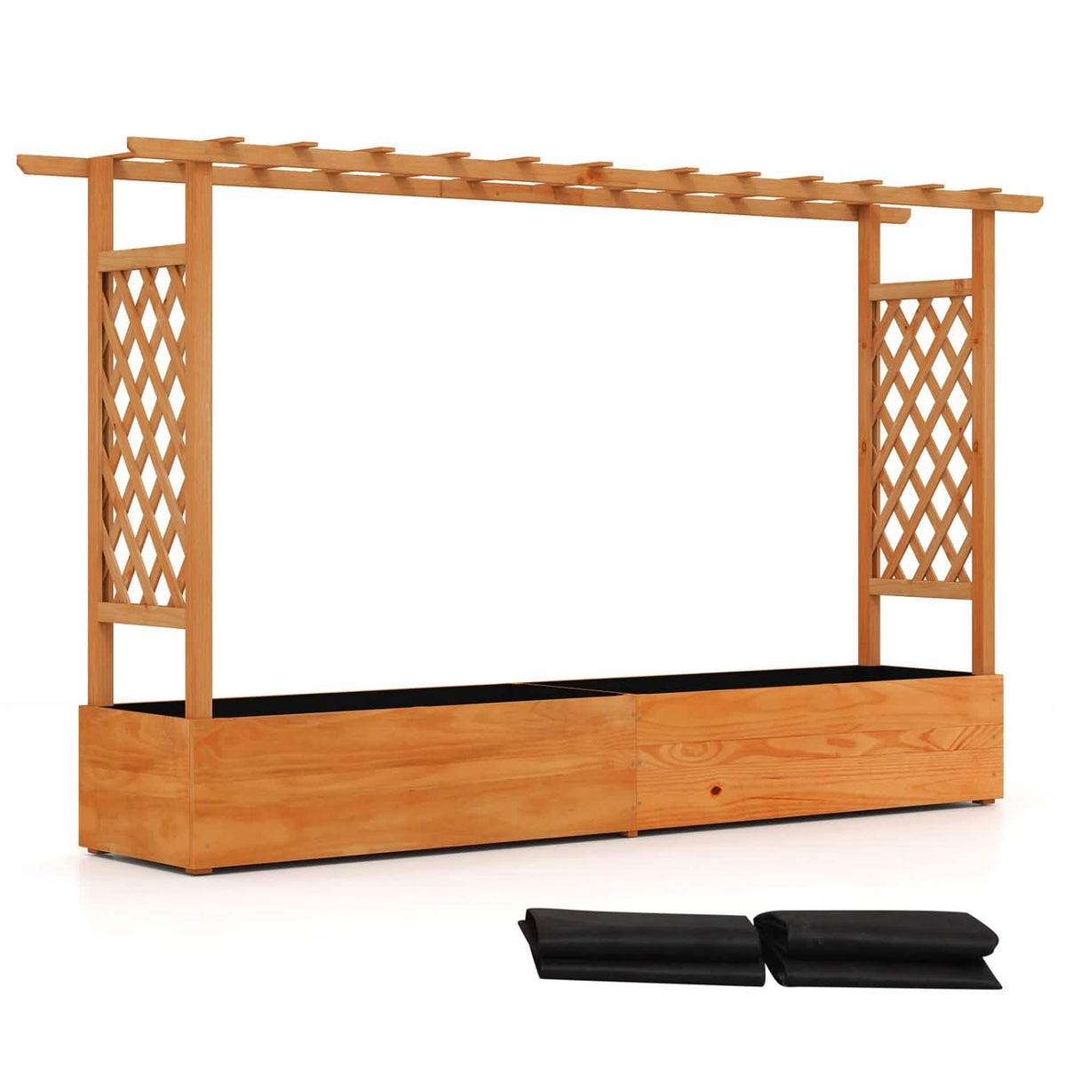 Raised Garden Bed Planter Box with Lattice Trellis Drainage Holes Garden & Patio - Tophatter Daily Deals