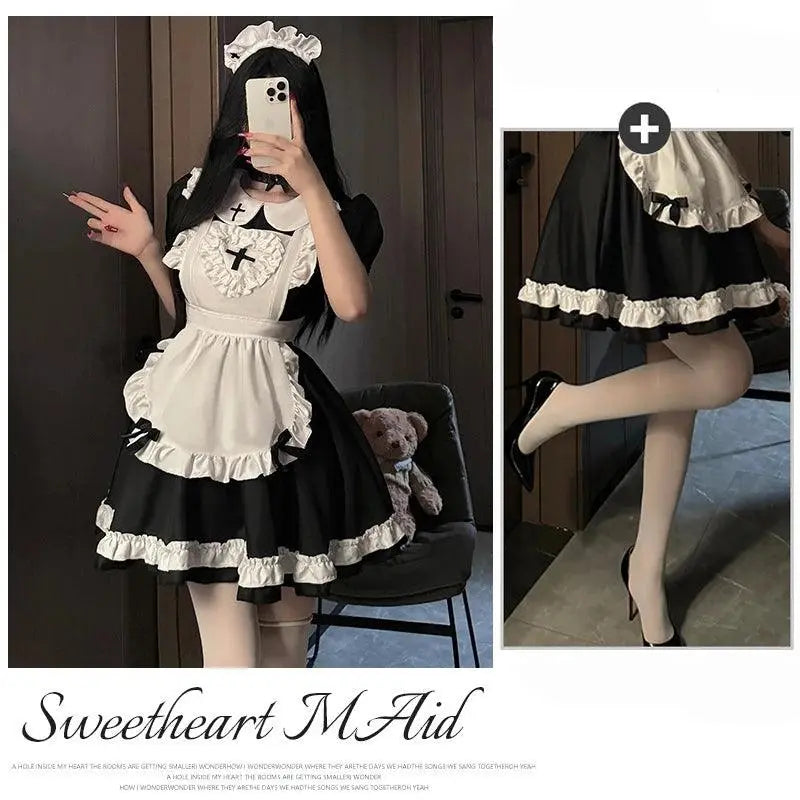 Ram Rem Cosplay Costume Anime Lolita Maid Uniform Maid Apron Lolita Dress Life In A Different World From Zero Costumes Party Set Including stockings 2 - Tophatter Daily Deals