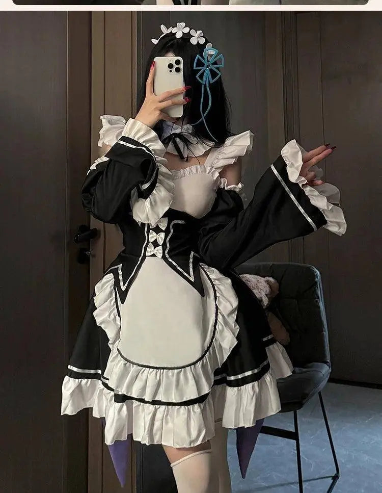 Ram Rem Cosplay Costume Anime Lolita Maid Uniform Maid Apron Lolita Dress Life In A Different World From Zero Costumes Party Set - Tophatter Daily Deals