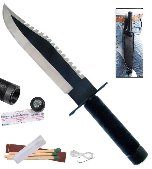 Black Rambo First Blood Survival Knife - Tophatter Daily Deals
