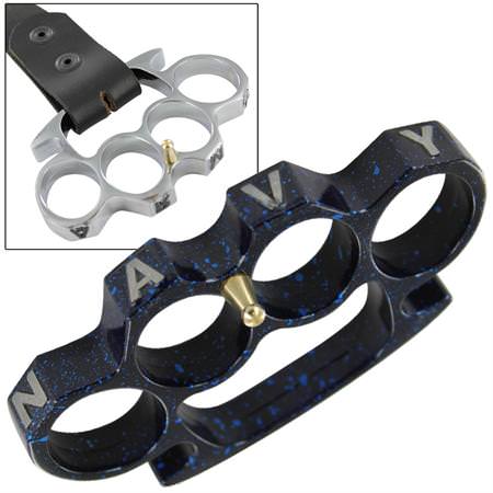 Navy Knuckle Buckle Blue Splatter - Tophatter's Guns'N'Weapons Store Collectible Weapons - Tophatter Daily Deals
