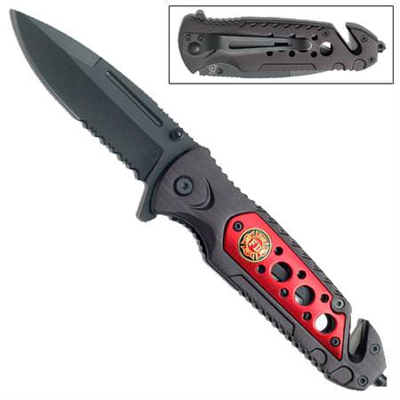 Fire Department Rapid Combustion Spring Assisted Fire Fighter Knife Collectible Weapons - Tophatter Daily Deals