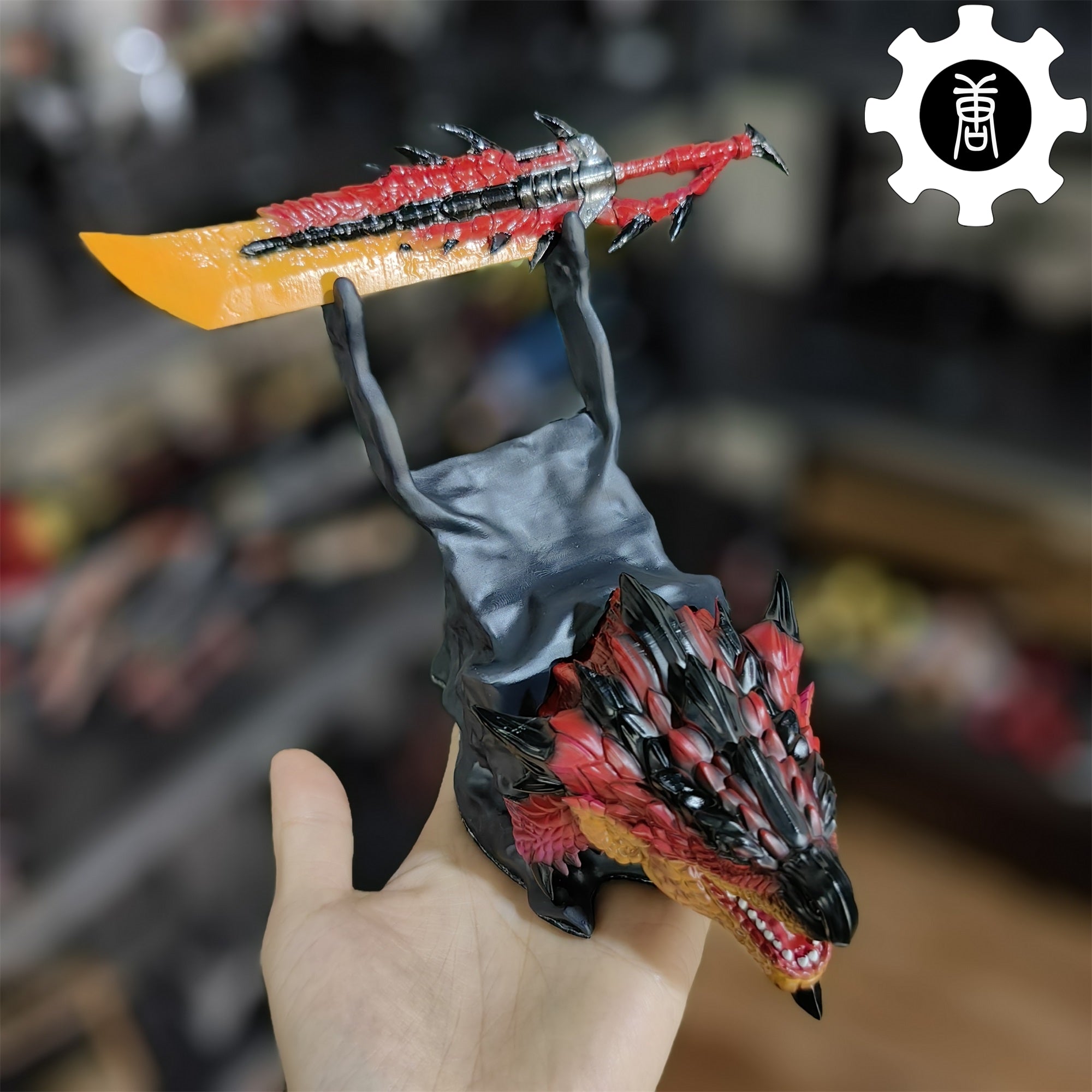 3D Printed Rathalos Head Halberion Blade Gamepad Controller Stand - Tophatter Daily Deals