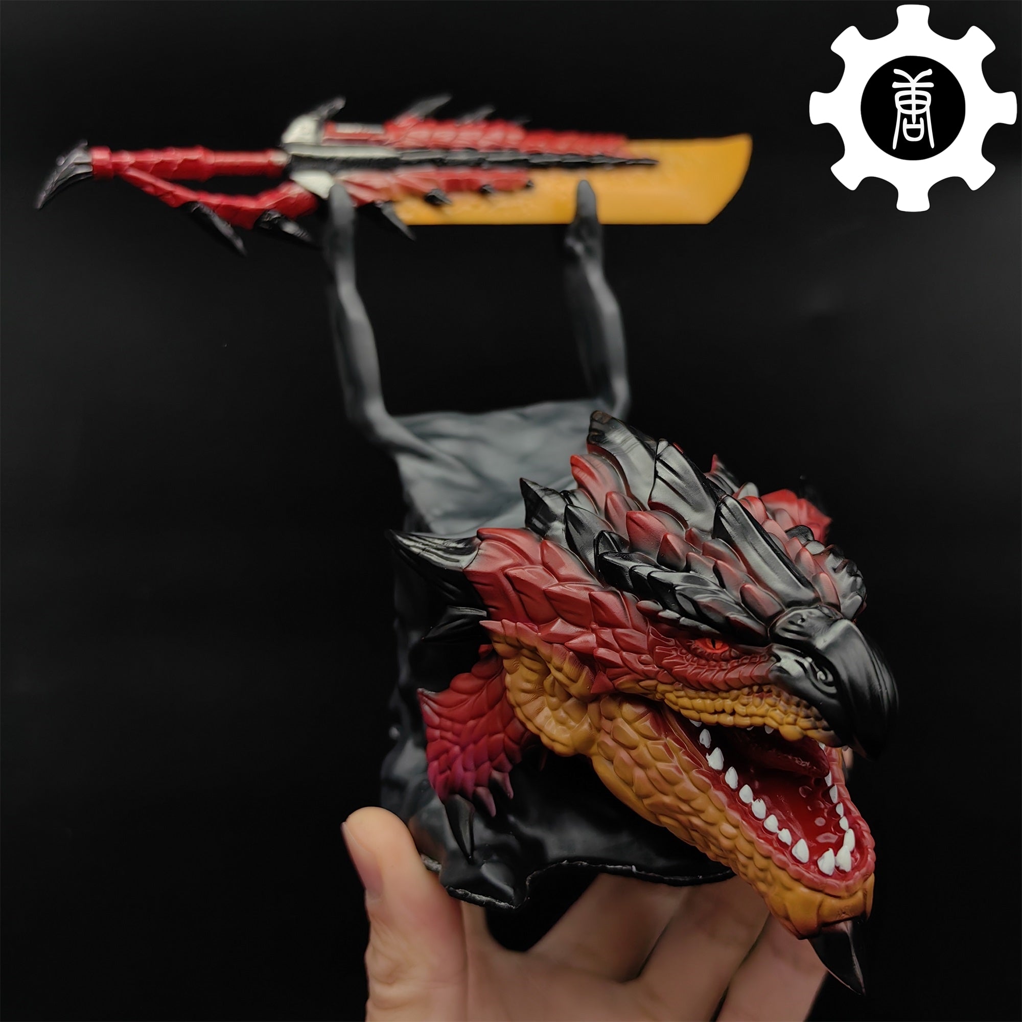 3D Printed Rathalos Head Halberion Blade Gamepad Controller Stand - Tophatter Daily Deals