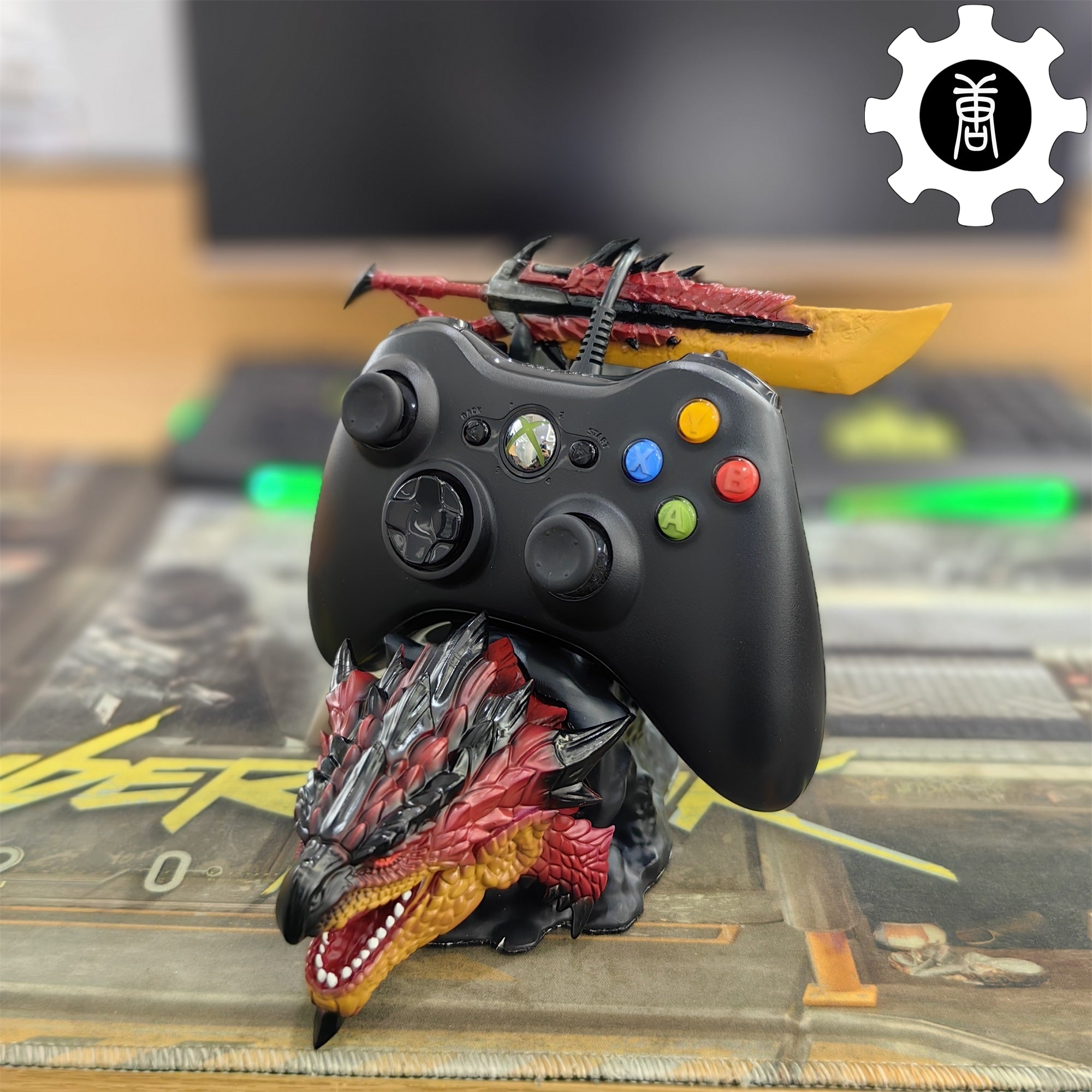 3D Printed Rathalos Head Halberion Blade Gamepad Controller Stand - Tophatter Daily Deals