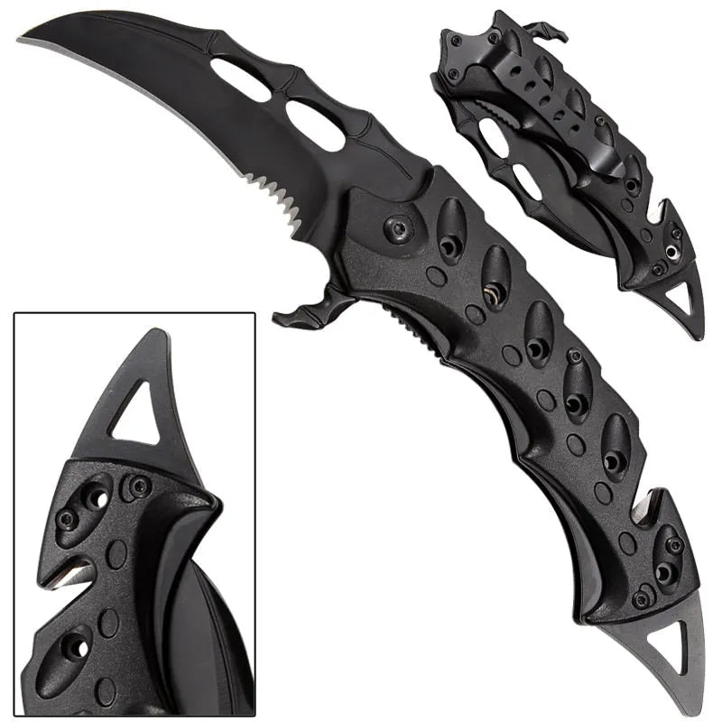 Razorclaw Karambit Spring Assisted Opening Knife - Black - Tophatter Daily Deals