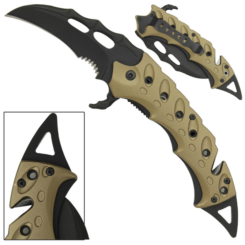 Razorclaw Karambit Spring Assisted Knife - Green - Tophatter Daily Deals