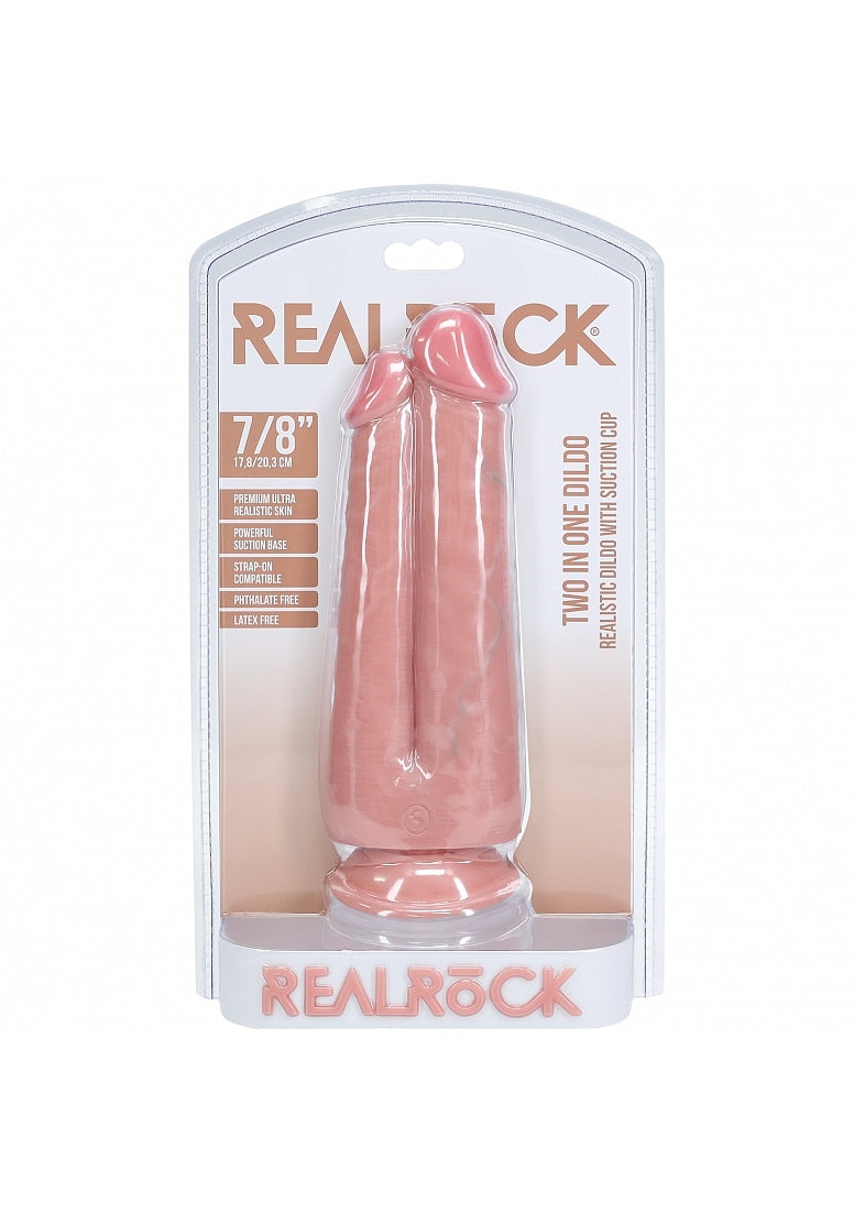 RealRock 7 Inch and 8 Inch Two in One Realistic Dildo with Suction Cup Pink > Dildos > Double Dildos - Tophatter Daily Deals
