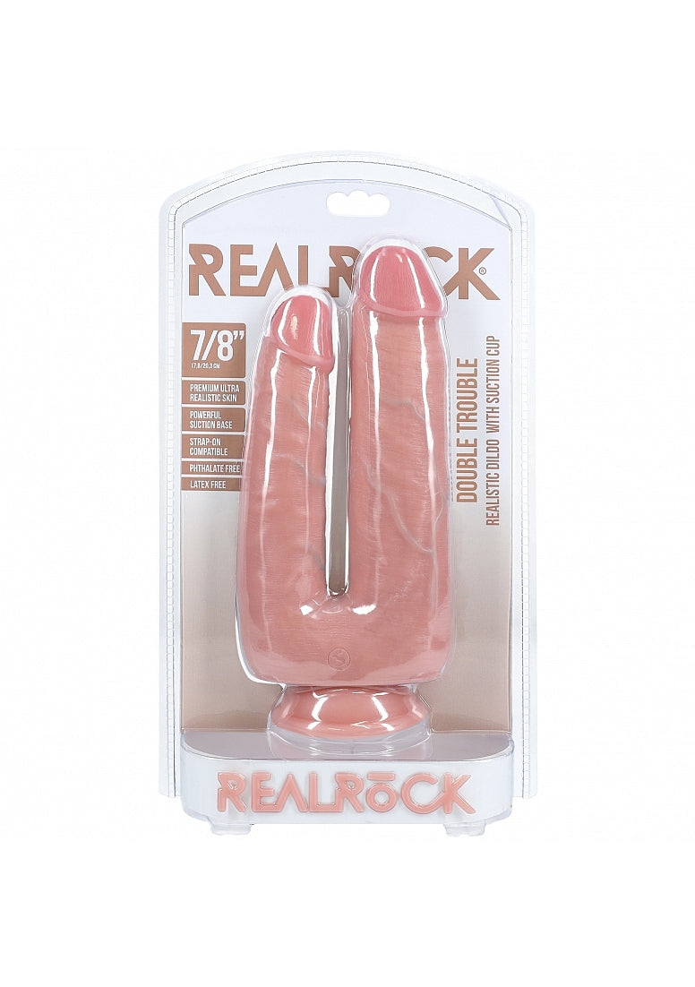RealRock 7"/8" Double Trouble Realistic Dual Dildo with Suction Cup in Flesh Tone > Dildos > Double Dildos - Tophatter Daily Deals