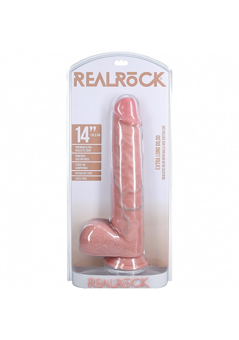 RealRock Extra Long Realistic Skin Dildo with Balls 14 Inch Nude > Dildos > Oversized Toys - Tophatter Daily Deals