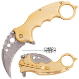 REAL Damascus Karambit Knife Spring Assisted Folder - 5 Colors Knife-Assist - Tophatter Daily Deals