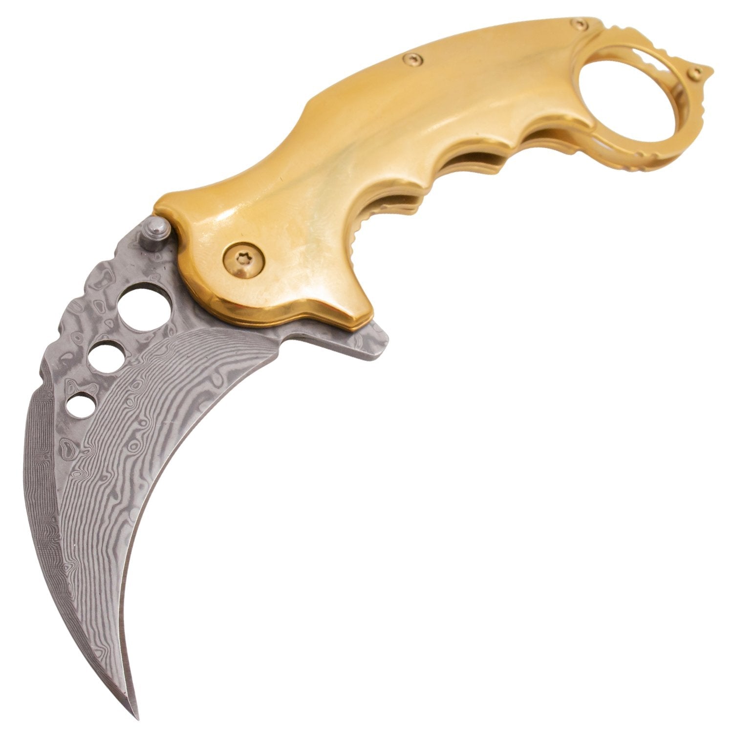 REAL Damascus Karambit Knife Spring Assisted Folder - 5 Colors Knife-Assist - Tophatter Daily Deals