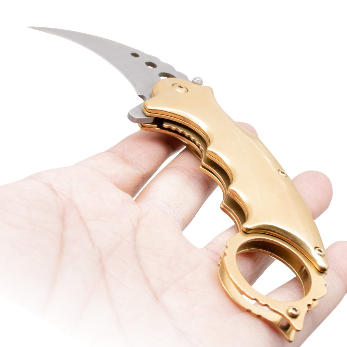 REAL Damascus Karambit Knife Spring Assisted Folder - 5 Colors Knife-Assist - Tophatter Daily Deals