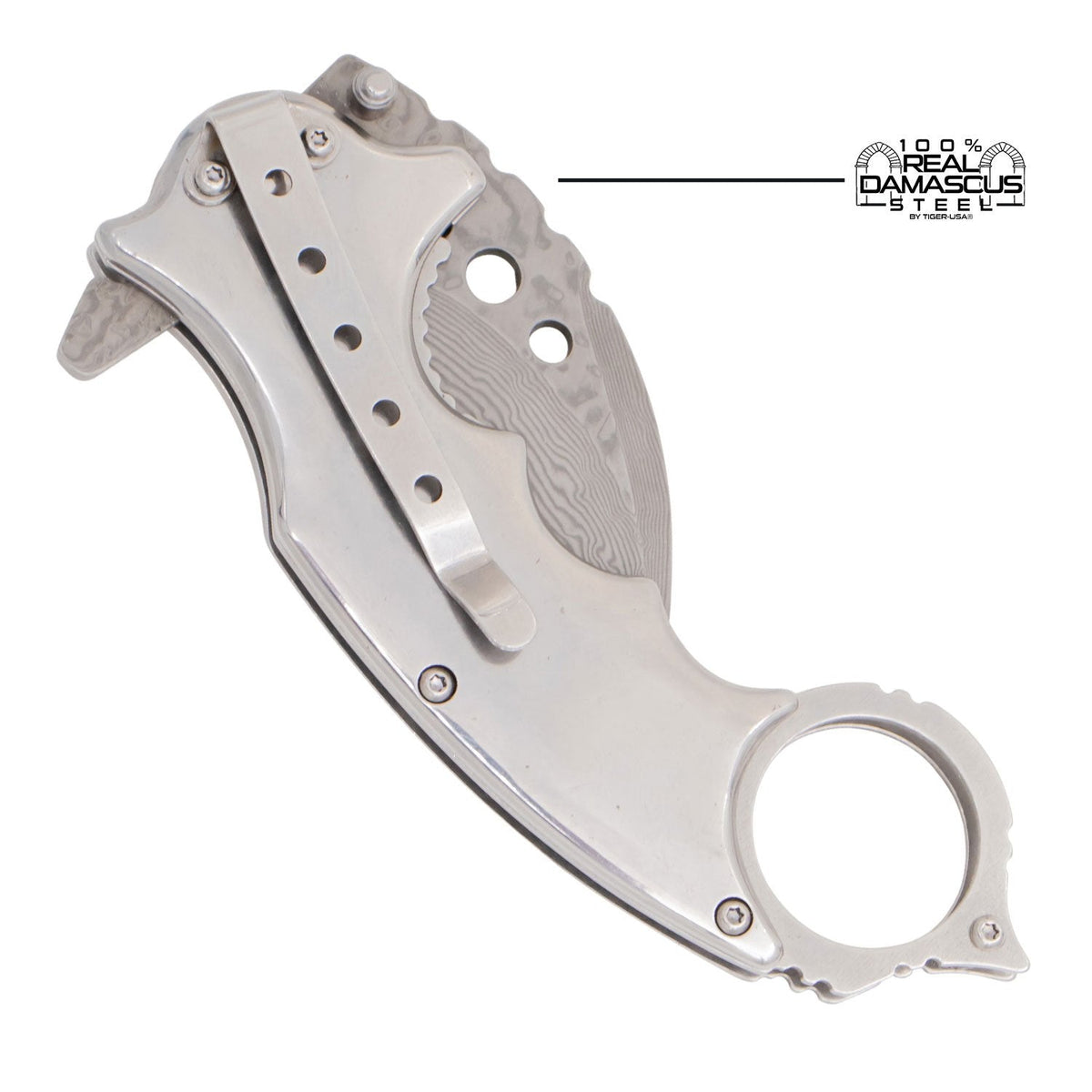 REAL Damascus Karambit Knife Spring Assisted Folder - 5 Colors Knife-Assist - Tophatter Daily Deals