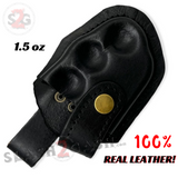 Black Spare Brass Knuckle Sheath w/ Belt Loop Real Leather - Snap Closure Black - Snap Closure Belt Buckle - Tophatter Daily Deals