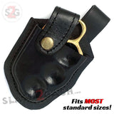 Black Spare Brass Knuckle Sheath w/ Belt Loop Real Leather - Snap Closure Belt Buckle - Tophatter Daily Deals