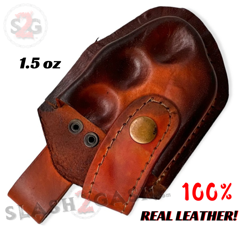 Brown Brass Knuckle Sheath w/ Belt Loop Real Leather - Snap Closure Brown - Real Leather sheath ONLY Belt Buckle - Tophatter Daily Deals