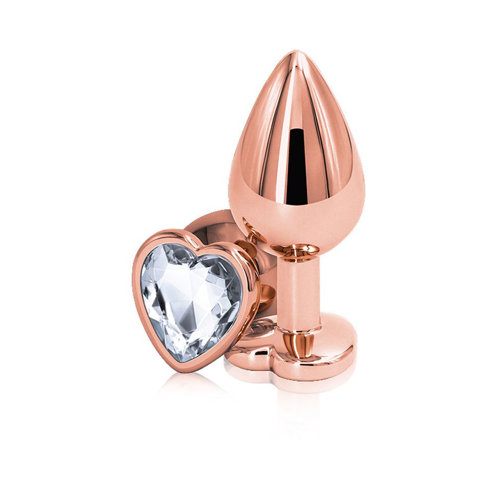 Rear Assets Rose Gold Heart Medium Butt Plug - 8.2 cm Metal Gem Base > Anal Range > Jewel Butt Plugs - Tophatter Daily Deals