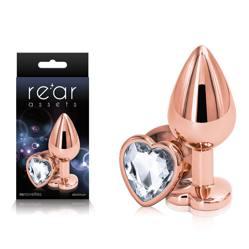Rear Assets Rose Gold Heart Medium Butt Plug - 8.2 cm Metal Gem Base > Anal Range > Jewel Butt Plugs - Tophatter Daily Deals