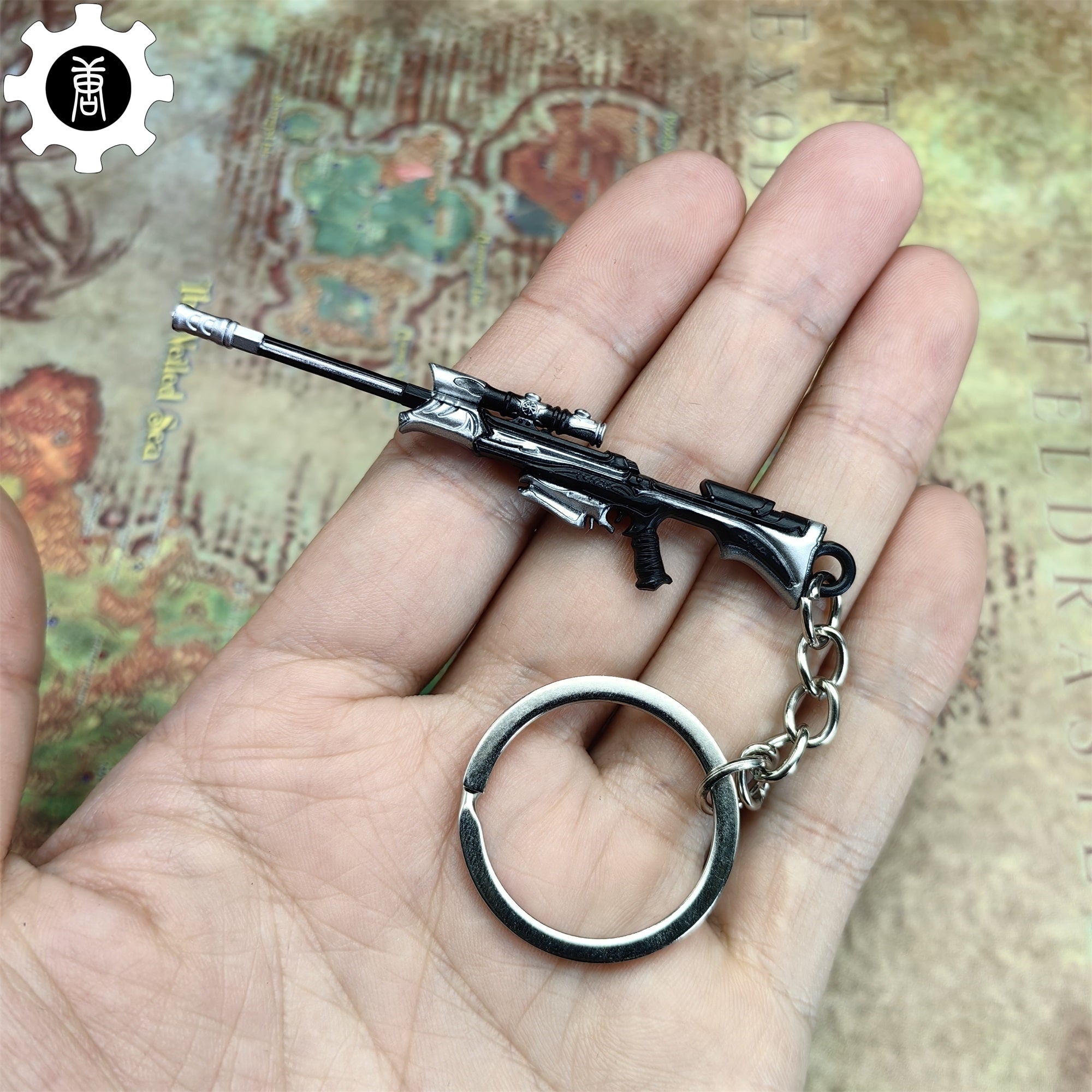 Metal Reaver Operator Gun Tiny KeyChain Pendant White - Tophatter Daily Deals