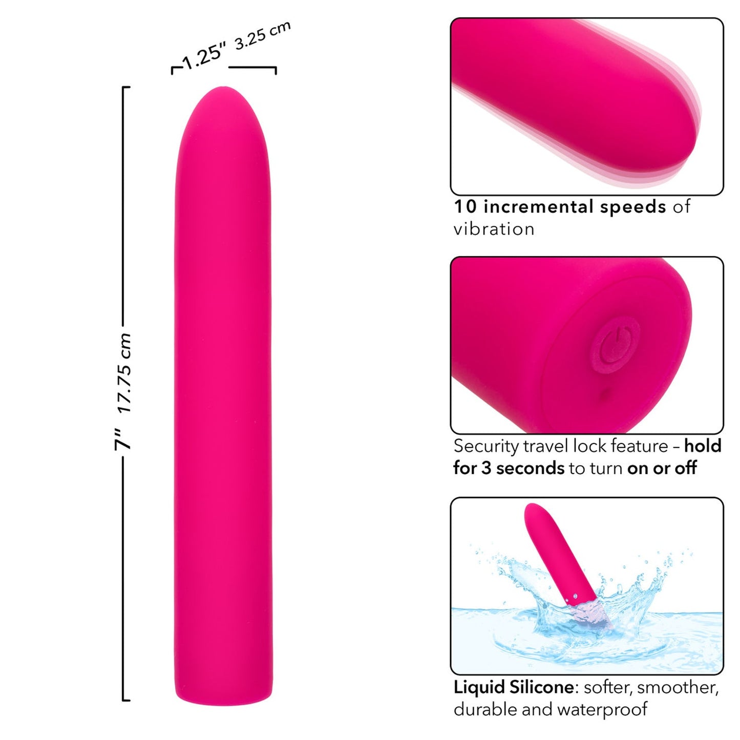 Classic Chic Standard Pink Liquid Silicone Massager with 10 Speeds and Charging > Vibrators > Standard Vibrators - Tophatter Daily Deals
