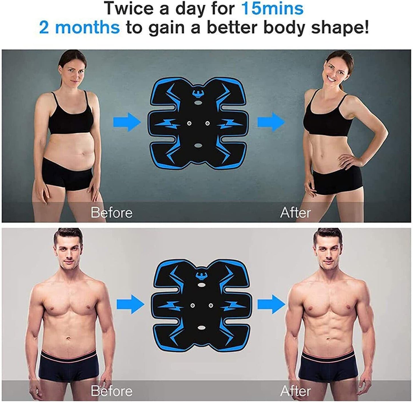 Best Abs Stimulator - Rechargeable EMS Abdominal Muscle Stimulator ABS Trainer Toner Fitness Belt Personal Care - Tophatter Daily Deals