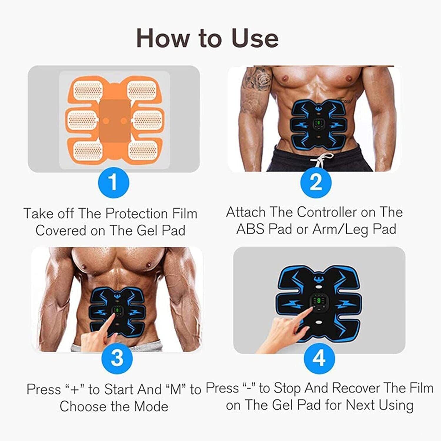 Best Abs Stimulator - Rechargeable EMS Abdominal Muscle Stimulator ABS Trainer Toner Fitness Belt Personal Care - Tophatter Daily Deals