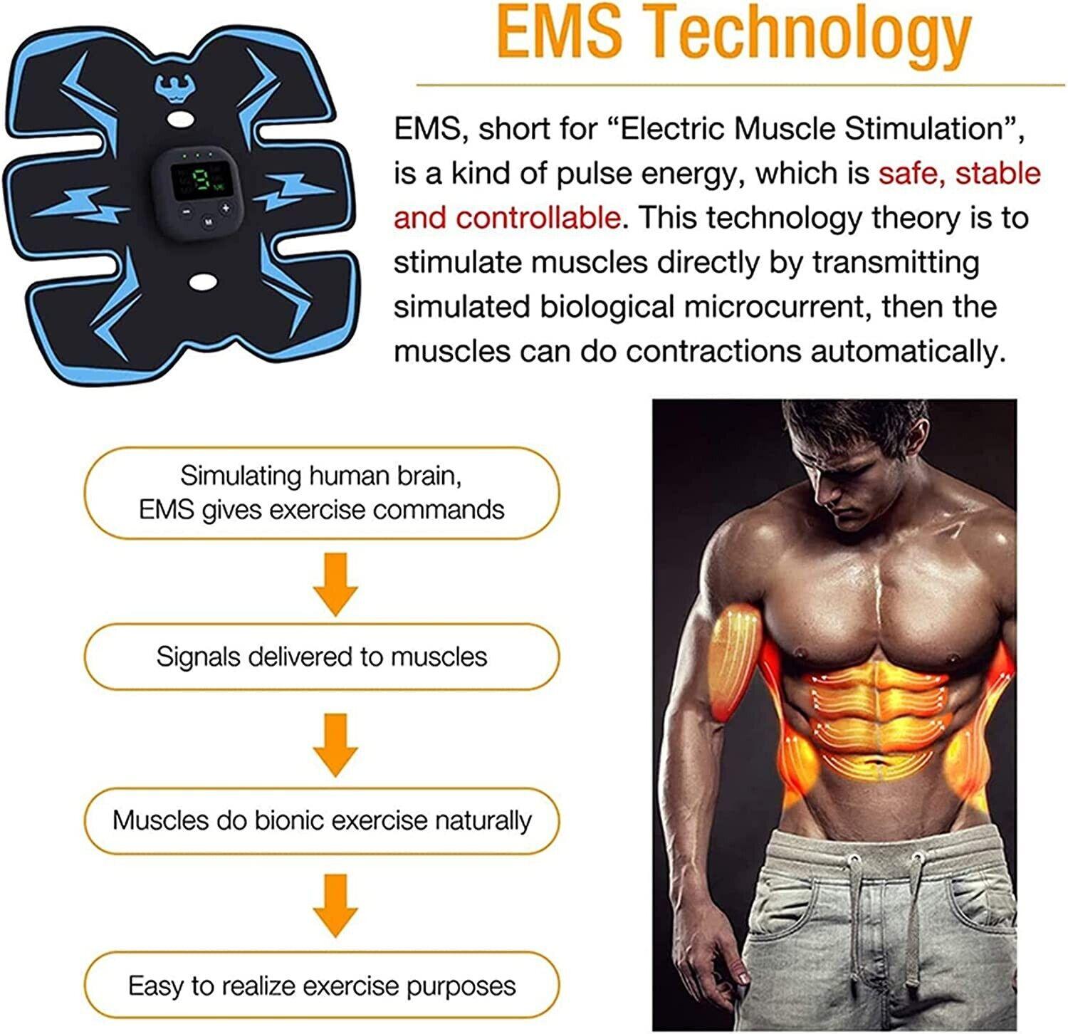 Best Abs Stimulator - Rechargeable EMS Abdominal Muscle Stimulator ABS Trainer Toner Fitness Belt Personal Care - Tophatter Daily Deals