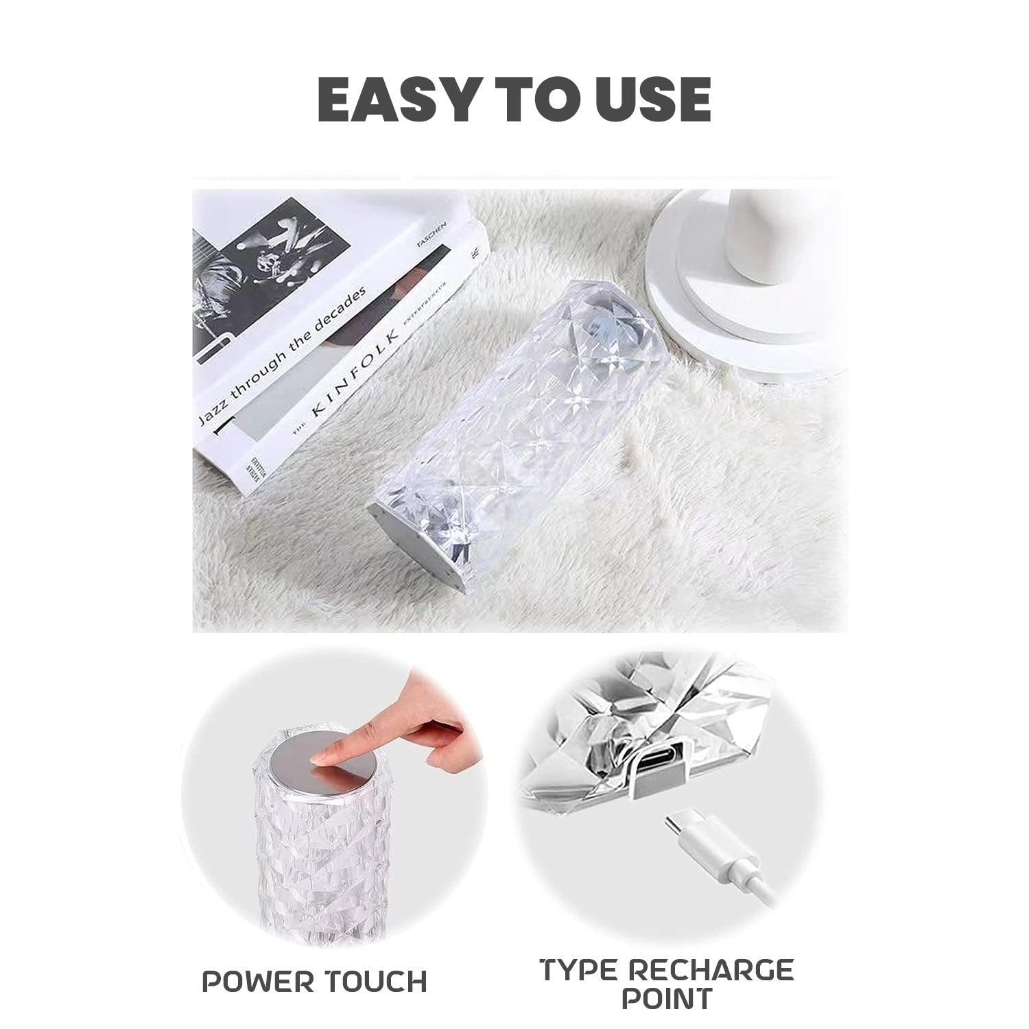 Colour Changing LED Lamp - 16 Colour LED Crystal Table Lamp Diamond Rose Night Light Touch & Remote USB Apparel & Accessories - Tophatter Daily Deals