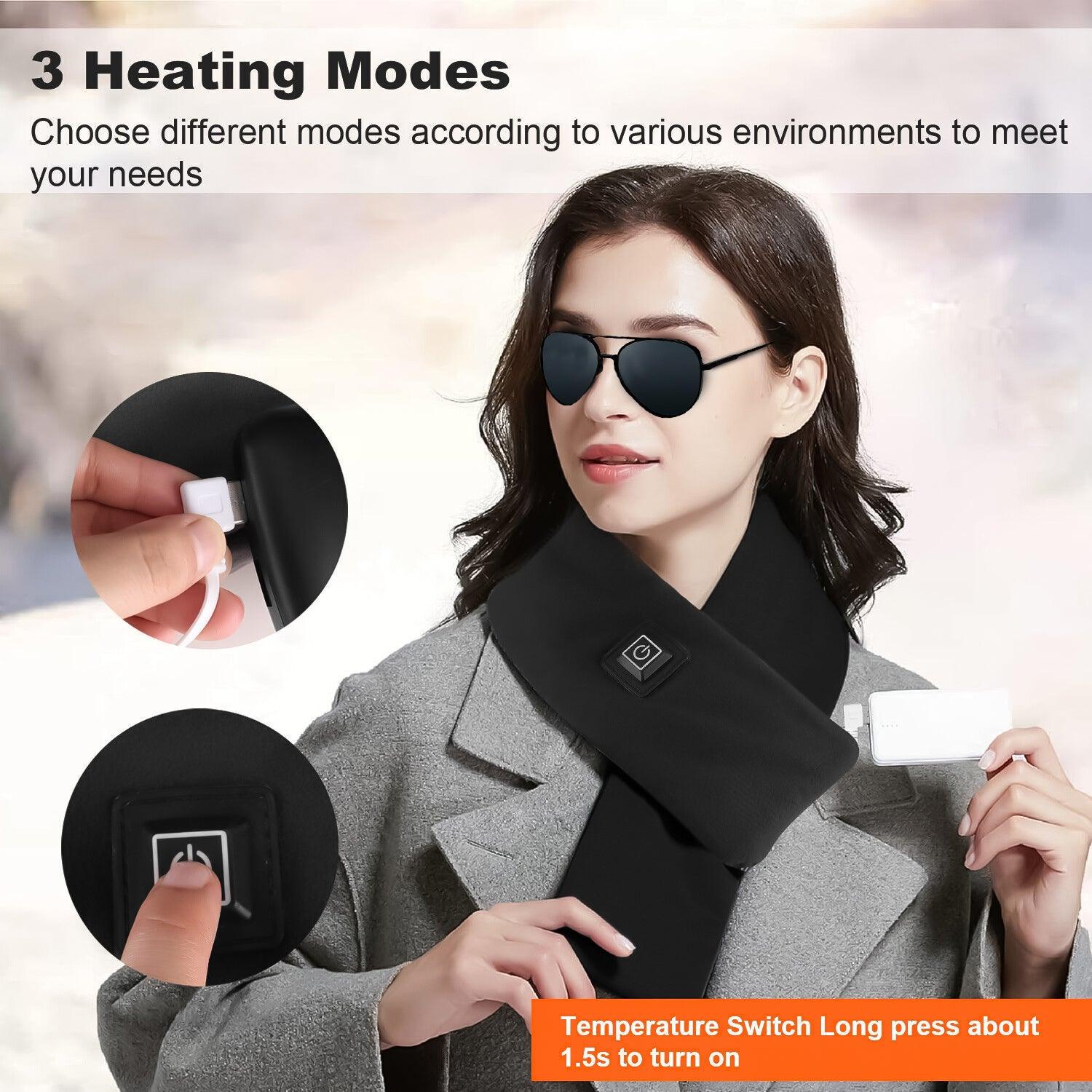 Electric Heated Scarf - Pro Electric Heated Scarf with 3 Heating Levels USB Rechargeable Heating Scarf Clothing - Tophatter Daily Deals