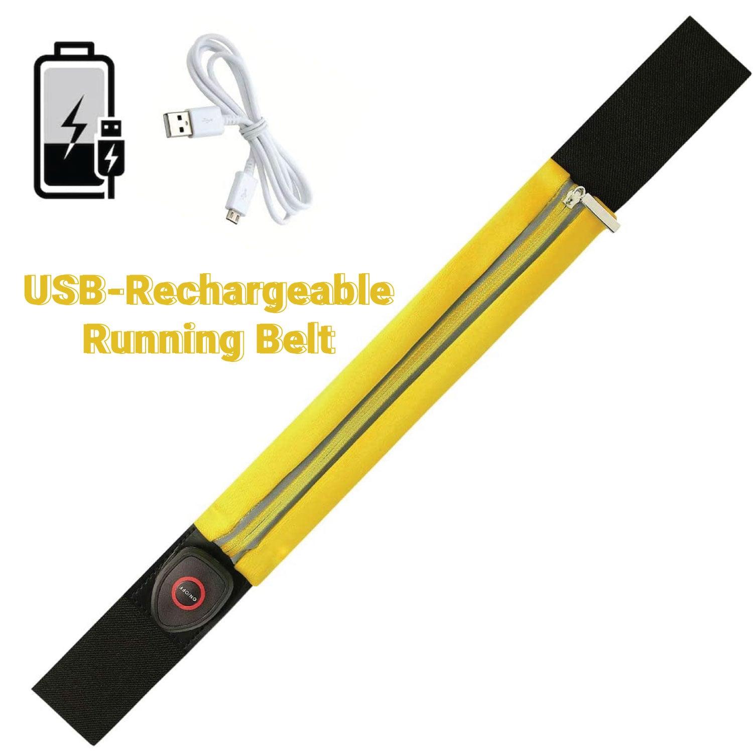 Flipbelt for Running - Ultra Yellow Coloured LED Reflective Running Belt For Women and Men USB Rechargeable Running Phone Holders Waist Bag Apparel & Accessories - Tophatter Daily Deals