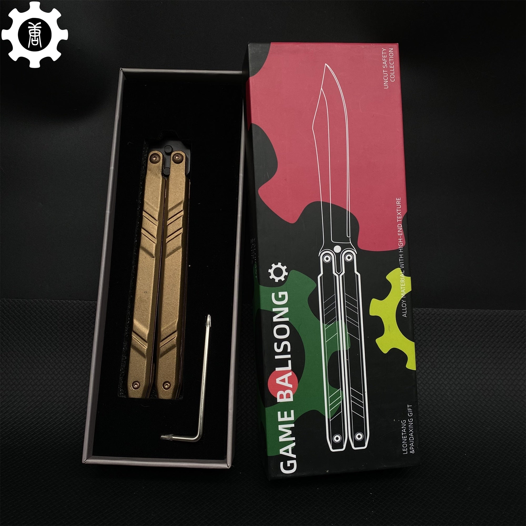 IRL Recon Knife Blunt Blade BalisongTrainer Dark Golden (Gift Box) - Tophatter Daily Deals