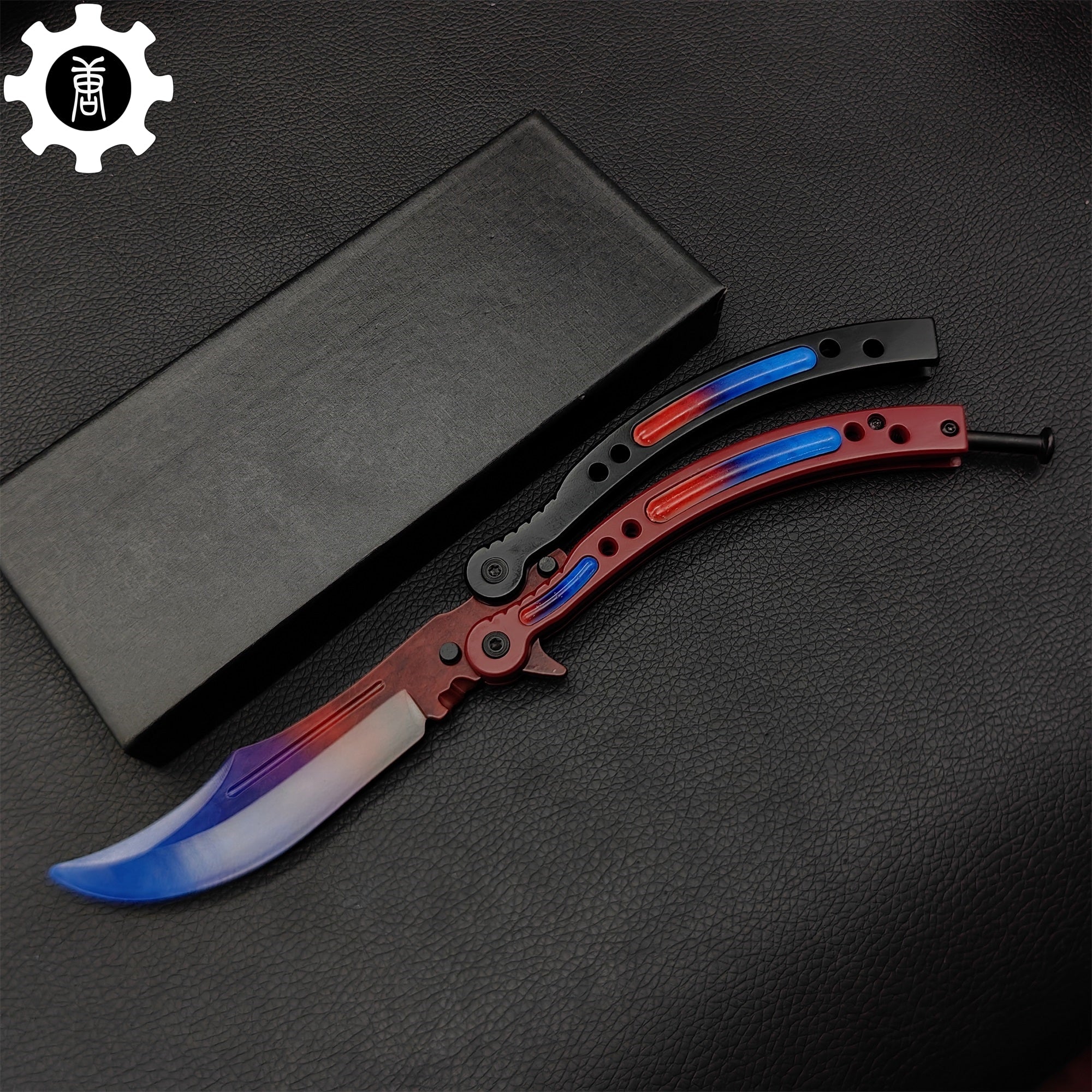 Red Doppler Game Butterfly Knife Metal Balisong - Tophatter Daily Deals