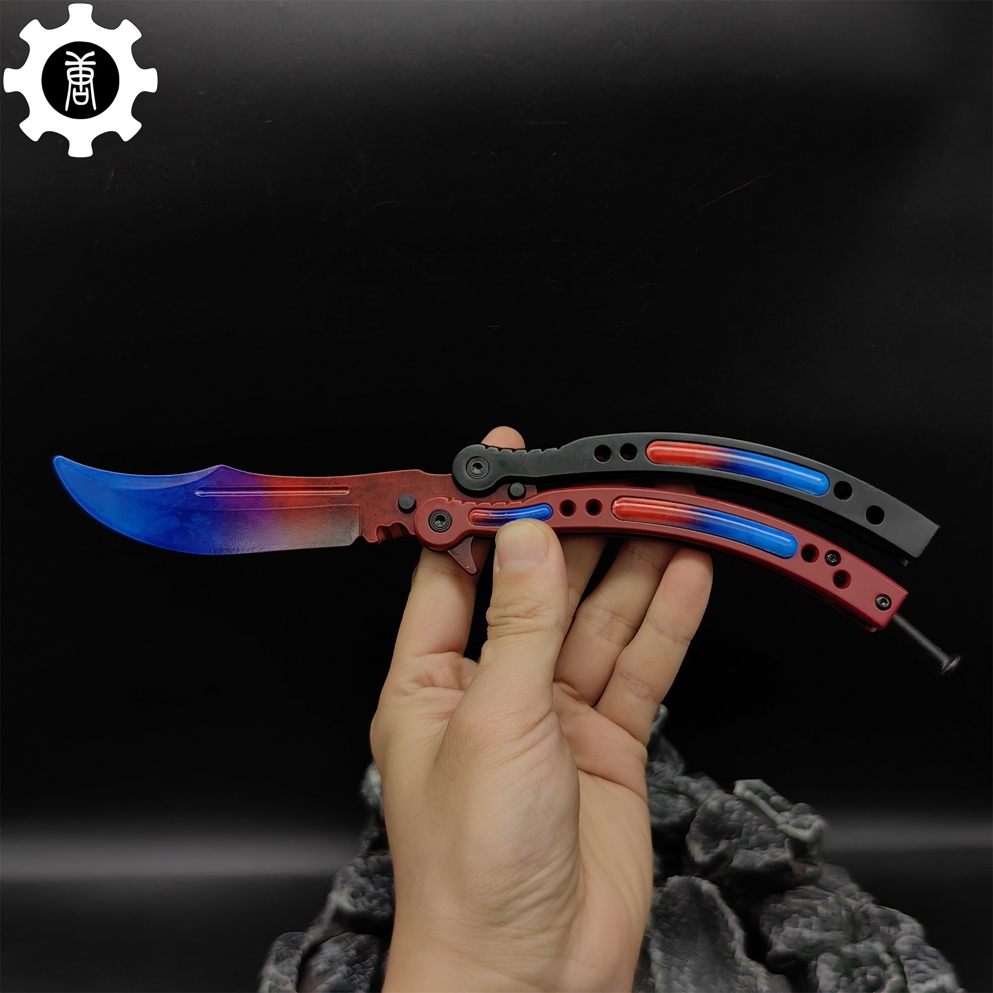 Red Doppler Game Butterfly Knife Metal Balisong - Tophatter Daily Deals